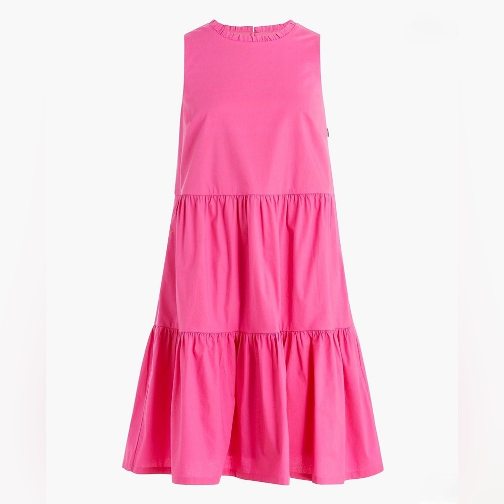 J. Crew Factory Pink sleeveless tiered mini dress in cotton poplin - Size 4